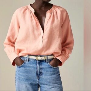 J. Crew Peach Linen Cabana Top